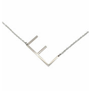 Slanted E Initial Necklace in silver