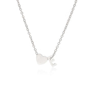 Letter E Tiny Heart Initial Necklace in silver