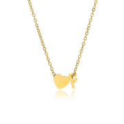 Letter F Tiny Heart initial necklace in gold