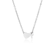 Letter F Tiny Heart initial necklace in silver