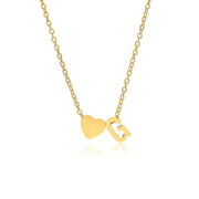 Letter G Tiny Heart initial necklace in gold