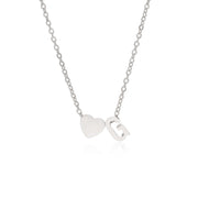 Letter G Tiny Heart initial necklace in silver