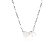 Letter H Tiny Heart initial necklace in silver
