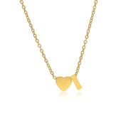 Letter I Tiny Heart initial necklace in gold