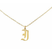 Gothic I Initial Necklace in gold