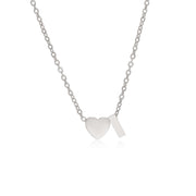 Letter I Tiny Heart initial necklace in silver