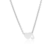 Letter J Tiny Heart Initial Necklace in silver