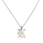 Gothic K Initial Necklace in silver