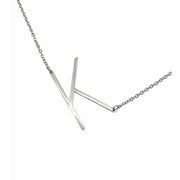 Slanted K Initial Necklace in silver