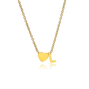 Letter L Tiny Heart Initial Necklace in gold