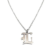 Gothic L Initial Necklace in silver