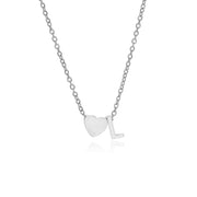 Letter L Tiny Heart Initial Necklace in silver