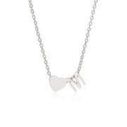 Letter M Tiny Heart Initial Necklace in silver
