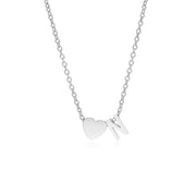 Letter N Tiny Heart Initial Necklace in silver