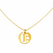 Gothic O Initial Necklace in gold