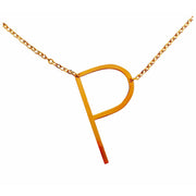 Slanted P Initial Necklace in gold