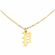 Gothic P Initial Necklace in gold