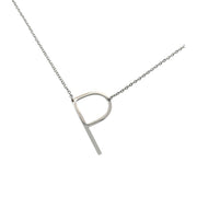 Slanted P Initial Necklace in silver