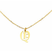 Gothic Q Initial Necklace in gold