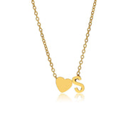 Letter S Tiny Heart Initial Necklace in gold