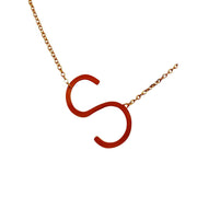 Slanted S Initial Necklace in gold