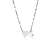 Letter S Tiny Heart Initial Necklace in silver