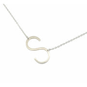 Slanted S Initial Necklace in silver