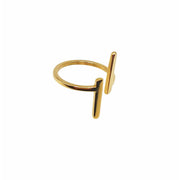 T Bar ring in gold