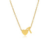 Letter T Tiny Heart Initial Necklace in gold