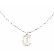 Gothic T Initial Necklace in silver
