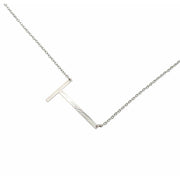 Slanted T Initial Necklace in silver