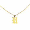 Gothic U Initial Necklace in gold