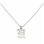 Gothic U Initial Necklace in silver