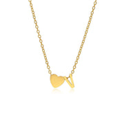 Letter V Tiny Heart Initial Necklace in gold