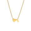 Letter V Tiny Heart Initial Necklace in gold