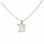 Gothic V Initial Necklace in silver