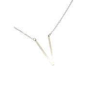 lanted V Initial Necklace in silver