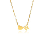 Letter W Tiny Heart Initial Necklace in gold