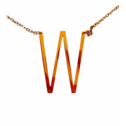 Slanted W Initial Necklace in gold