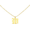 Gothic W Initial Necklace in gold