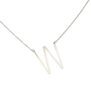 Slanted W Initial Necklace in silver