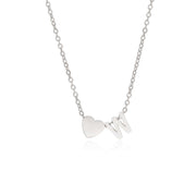 Letter W Tiny Heart Initial Necklace in silver