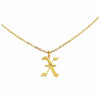 Gothic X initial necklace in gold