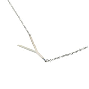 Slanted Y Initial Necklace in silver