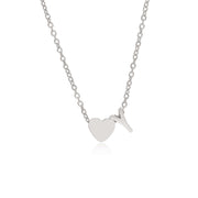 Letter Y Tiny Heart Initial Necklace in silver