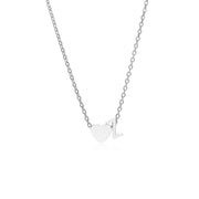 Letter Z Tiny Heart Initial Necklace in silver
